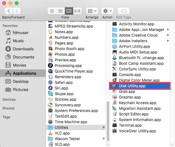 Disk Utility Location