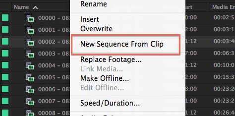 right-click new sequence