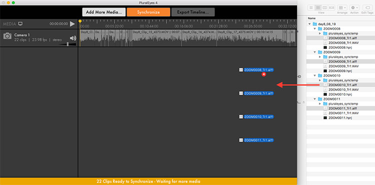 exprting sync audio pluraleyes 4