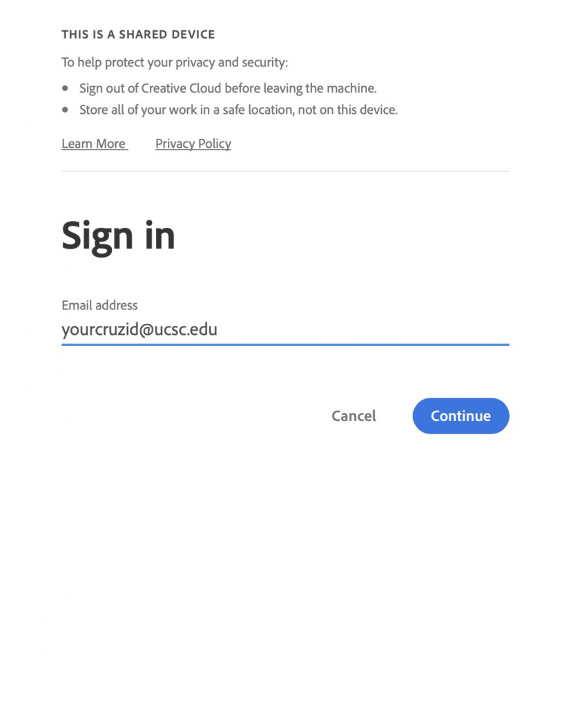 adobe login info